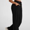 BBP# Women's Black Relaxed Fit Lounge Pants | Elastic Drawstring Waist | Soft Casual Trousers with Pockets