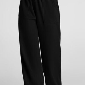 Women's Black Relaxed Fit Lounge Pants | Elastic Drawstring Waist | Soft Casual Trousers with Pockets