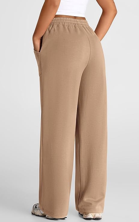 CBP# Women's Wide Leg Casual Pants, High Waist Cotton Blend, Drawstring, Light Color, Relaxed Fit