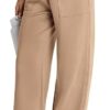 CBP$ Women's Wide Leg Casual Pants, High Waist Cotton Blend, Drawstring, Light Color, Relaxed Fit