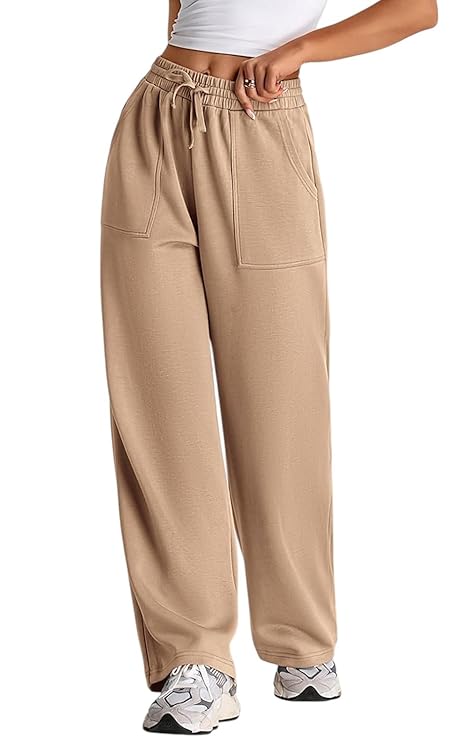 CBP! Women's Wide Leg Casual Pants, High Waist Cotton Blend, Drawstring, Light Color, Relaxed Fit