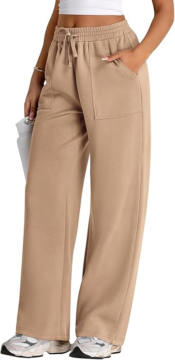 CBP$ Women's Wide Leg Casual Pants, High Waist Cotton Blend, Drawstring, Light Color, Relaxed Fit