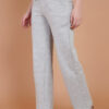 Posu Trendz Women's Wide Leg Casual Pants, High Waist Cotton Blend, Drawstring, Light Color, Relaxed Fit