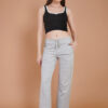 Posu Trendz Women's Wide Leg Casual Pants, High Waist Cotton Blend, Drawstring, Light Color, Relaxed Fit