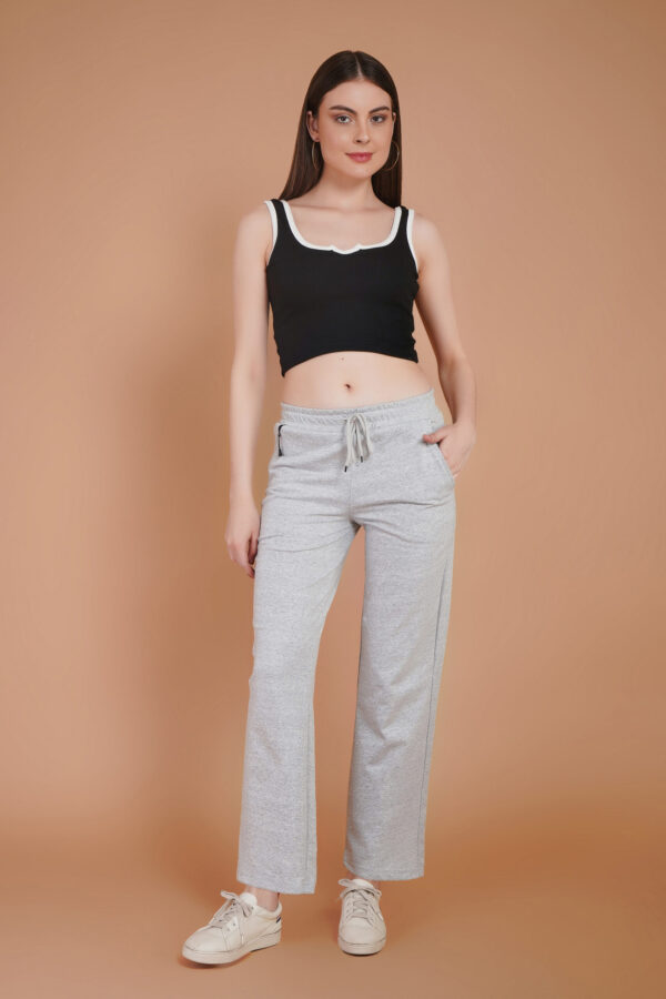 Posu Trendz Women's Wide Leg Casual Pants, High Waist Cotton Blend, Drawstring, Light Color, Relaxed Fit