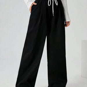 White and Black Combination Trouser, Track Pants for women's and girls (250GSM)