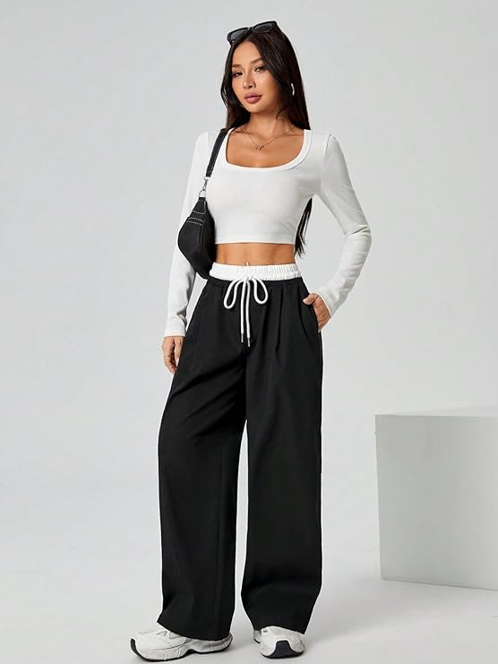 blackWh6.jpg Latest Design Fashion Trend, Trouser, Track Pants for women's and girls (250GSM)