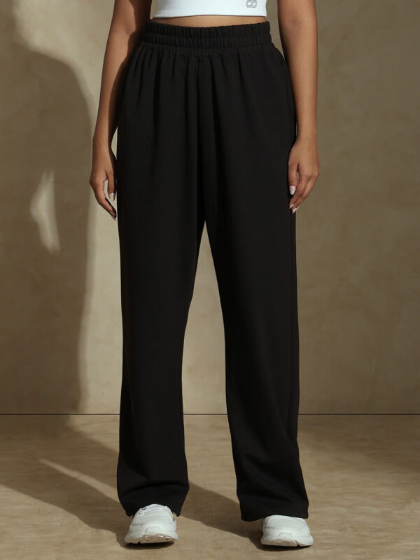 blk1.jpg Women's Relaxed Fit Track Straight Fits Pants High Waist Pants with Pockets for Sporty & Casual Look