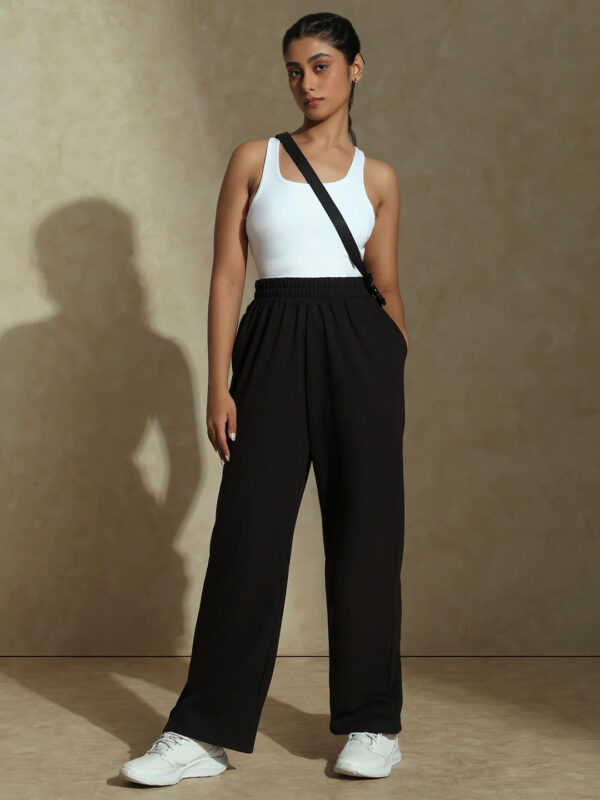blk2.jpg Women's Relaxed Fit Track Straight Fits Pants High Waist Pants with Pockets for Sporty & Casual Look